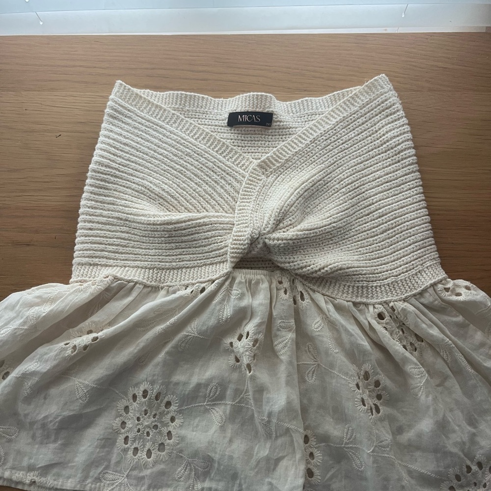 Micas Cream Knit Tube Top